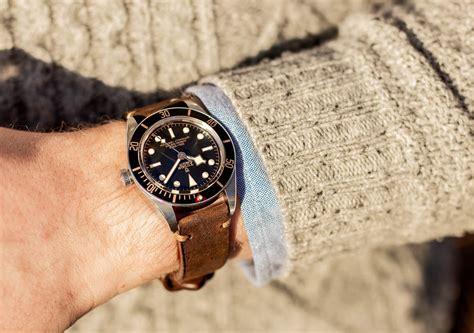 tudor black bay aged leather strap|tudor black bay fabric strap.